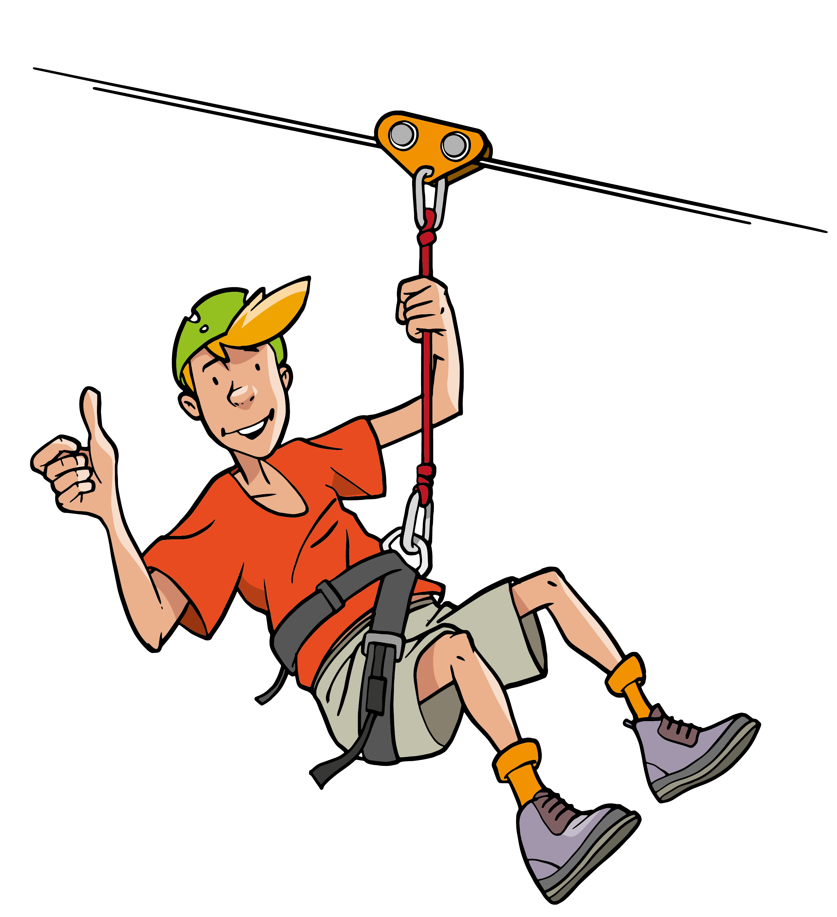 Mascotte Croix de Bauzon sur tyrolienne